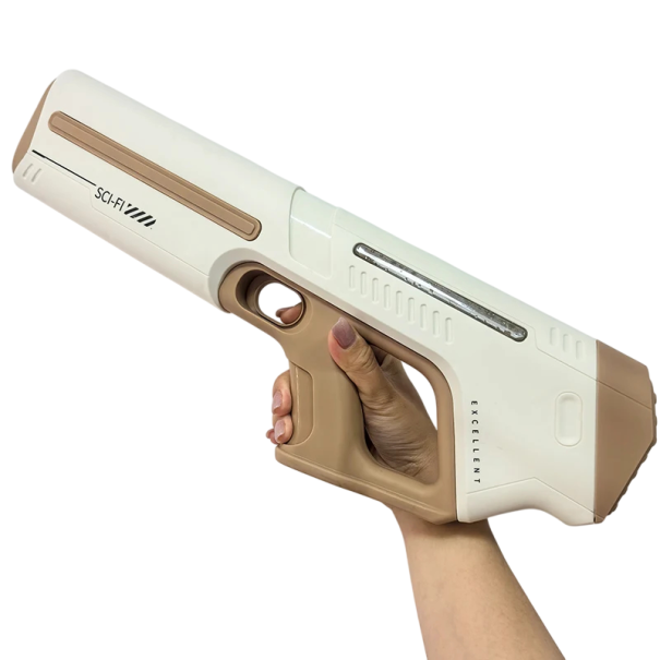 Elektrische waterpistool 42,5 x 5 x 14,5 cm Met watertank Automatisch spuitpistool Zomer speelgoed voor zwembad strand tuin beige
