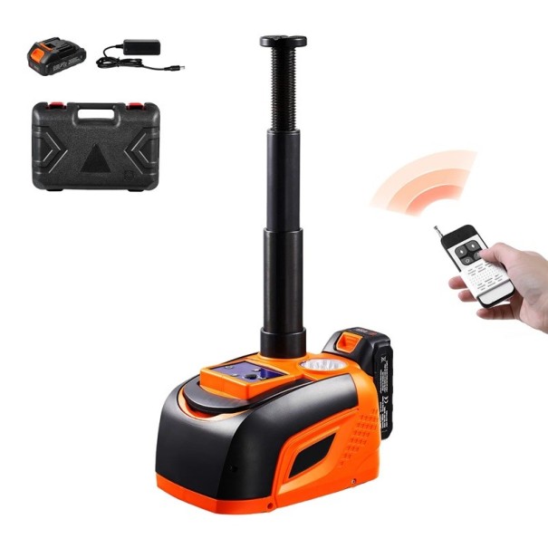 Elektrischer Scherenwagenheber mit Fernbedienung und LED, Tragfähigkeit 5 t, Hub 16-45 cm, orange-schwarz, akkubetrieben für Autos