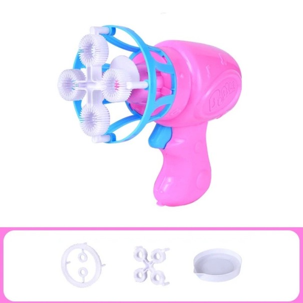 Elektrischer Seifenblasenmacher in Form eines Einhorns mit Seifenblasenbehälter für Kinder drei Farbvarianten lila rosa blau rosa