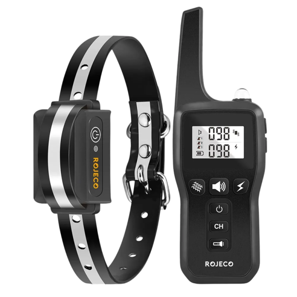 Elektrisches Hundetrainingshalsband mit Fernbedienung, 1000 m, wiederaufladbares Halsband mit Ton, Vibration und Schock, wasserdichtes Hundetraining schwarz