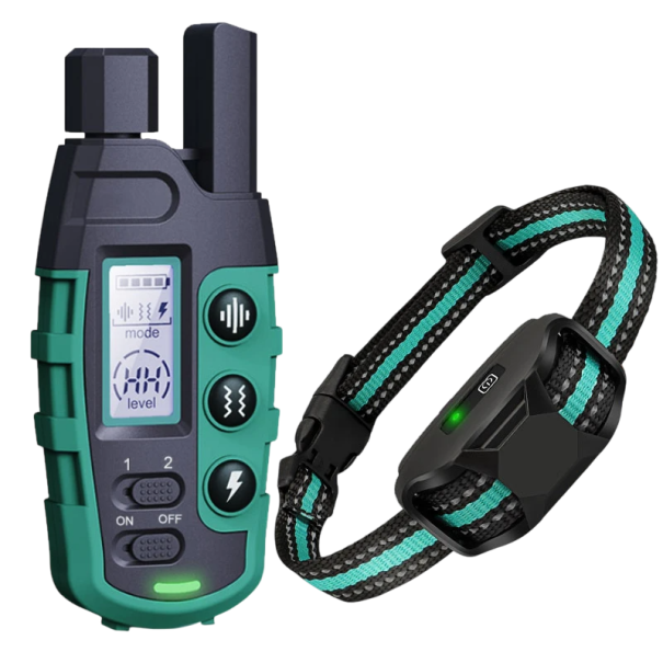 Elektrisches Trainingshalsband für Hunde von 2–54 kg, mit Fernbedienung, wasserdicht, wiederaufladbar, Halsband, Vibration, Ton, Schock, Haustiertraining grün