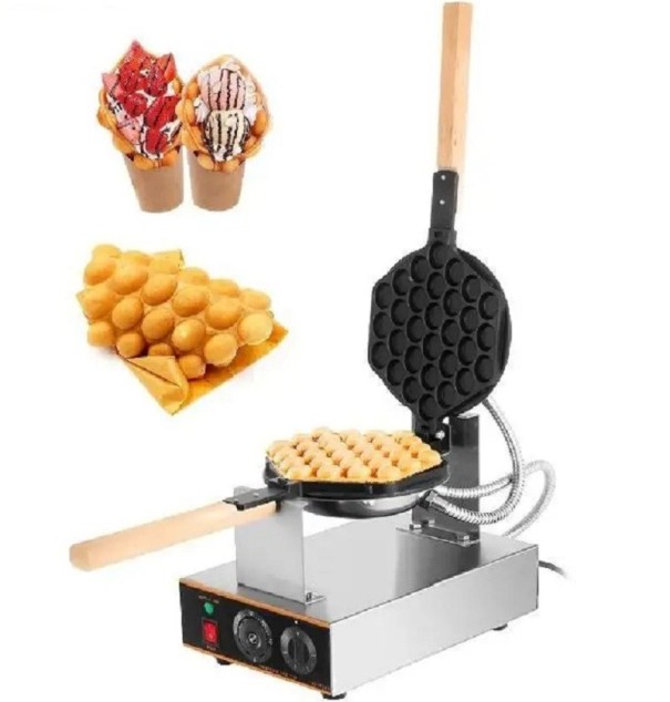 Elektrisches Waffeleisen mit einstellbarem Thermostat, 1400 W, 110 V, Haushaltsgerät mit antihaftbeschichteter Oberfläche zur Herstellung runder Blasenwaffeln, 45 x 24 x 25 cm 1