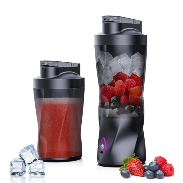 Elektrisk bærbar frugtblender 700ml sort USB-opladning smoothieblender til rejser kraftfuld motor mini juicer batteri 1