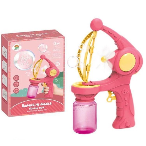 Elektrisk barnpistol för bubblor plastset säker för barn 24 x 17,5 x 8 cm rosa eller blå rosa
