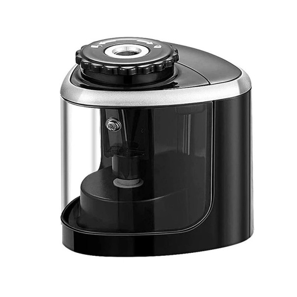Elektrisk blyantspidser Elektrisk blyantspidser til kontoret Sikker blyantspidser til børn og voksne AA-batteridrevet blyantspidser 8 x 7 x 7 cm sort