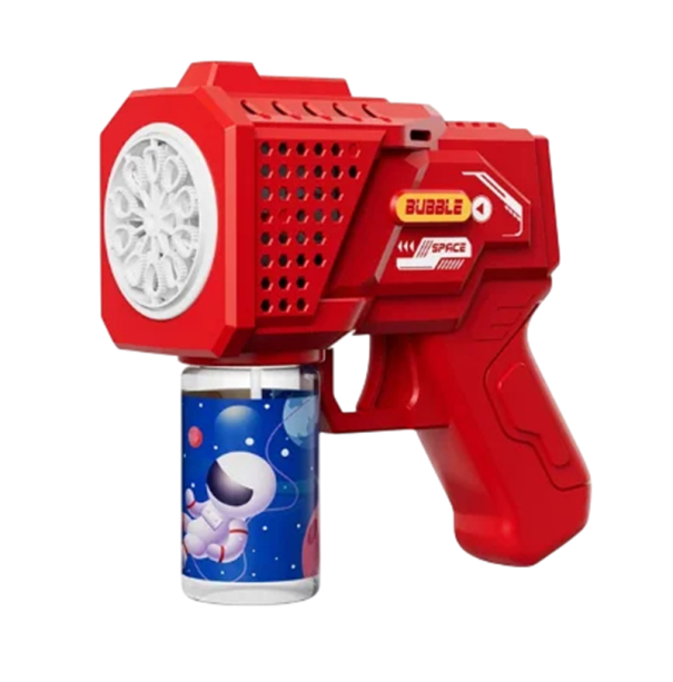 Elektrisk bubblpistol med multipel munstycke plastleksak för att skapa bubblor för barn utomhus röd