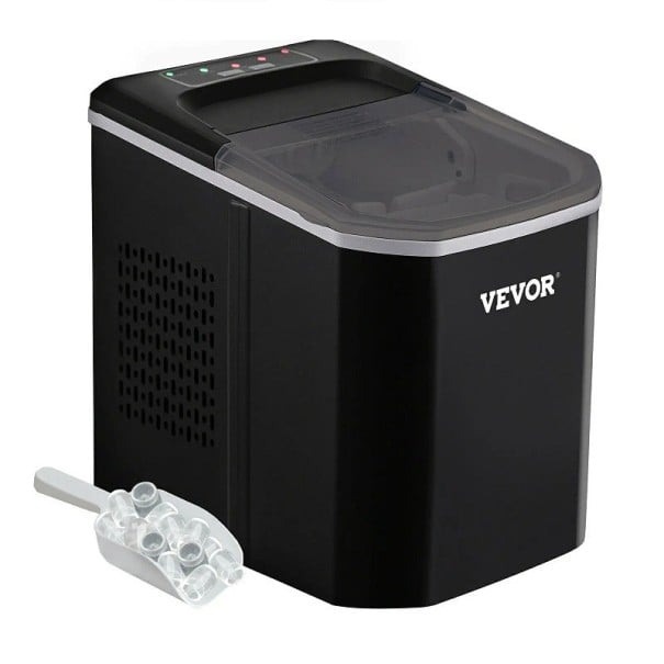 Elektrisk ismaskine 112 W Justerbar størrelse på isterninger Bærbar maskine 12kg/24t 30,5 x 32,5 x 22 cm 1