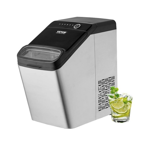Elektrisk ismaskine 130 W Bærbar ismaskine til stationær brug 15 kg/24 timer Selvrensende isterningmaskine Automatisk ismaskine 40 x 24,6 x 43 cm 1