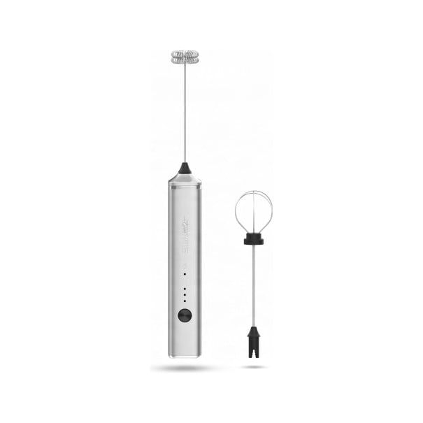 Elektrisk mælkeskummer MHW-3BOMBER 2 pisker 3 hastigheder Batteri 1500 mAh Opladning USB-C Rustfrit stål 304 Sølv Til latte og cappuccino 1