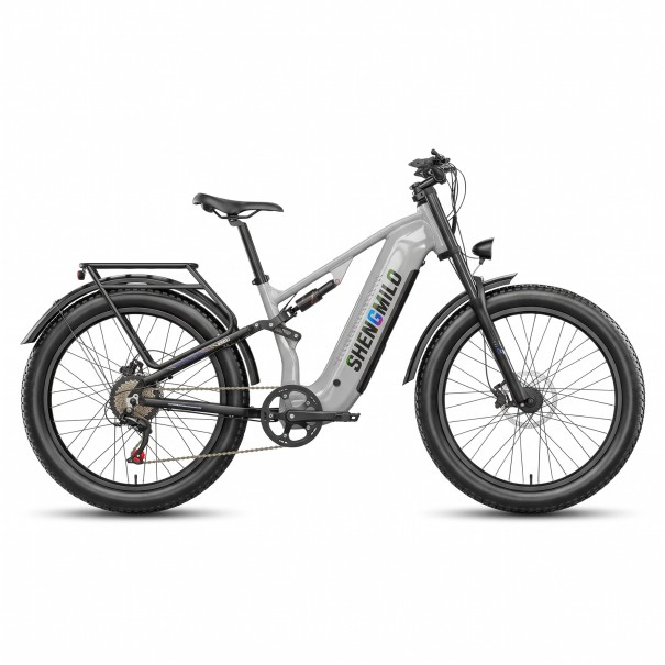 Elektrisk mountainbike Shengmilo S600 Pro To motorer 2 x 80 Nm Batteri 48 V 25 Ah Shimano 7 gear Fuld affjedret Grå Til terræn og by 1