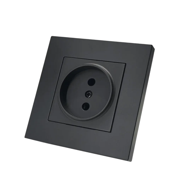 Elektrisk stikkontakt EU 220V 16A AC Envejsstikkontakt uden jordforbindelse Brandsikker plast 83×83 mm Universal installation indvendig 1