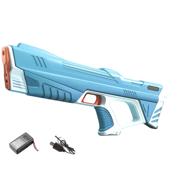Elektrisk vandpistol 43 cm Genopladelig børnepistol med USB-opladning Moderne vandlegetøj til haven Sommerforfriskning til børn blå