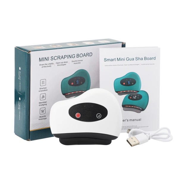 Elektrisk vibrerande koppmassage med sugkopp 8 x 9,5 cm 9-nivåers värmemassage för rygg, nacke och armar Meridianstöd USB-laddning vit