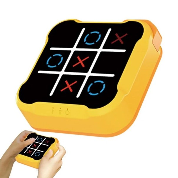 Elektronická hračka piškvorky dotyková 9 x 9 cm Interaktívna hra pre deti i dospelých Svetelná piškvorková mriežka Vzdelávacia zábava žltá