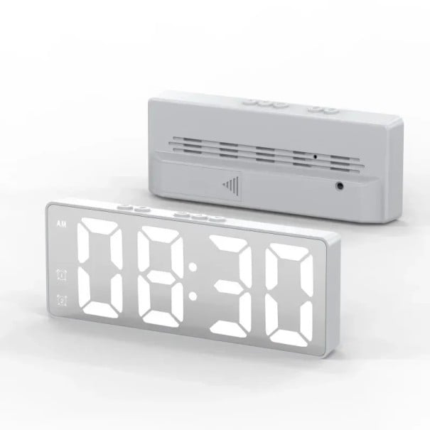 Elektronické digitální hodiny budík 160 x 25,5 x 61,5 mm pro moderní interiéry s přesným zobrazením času bílá