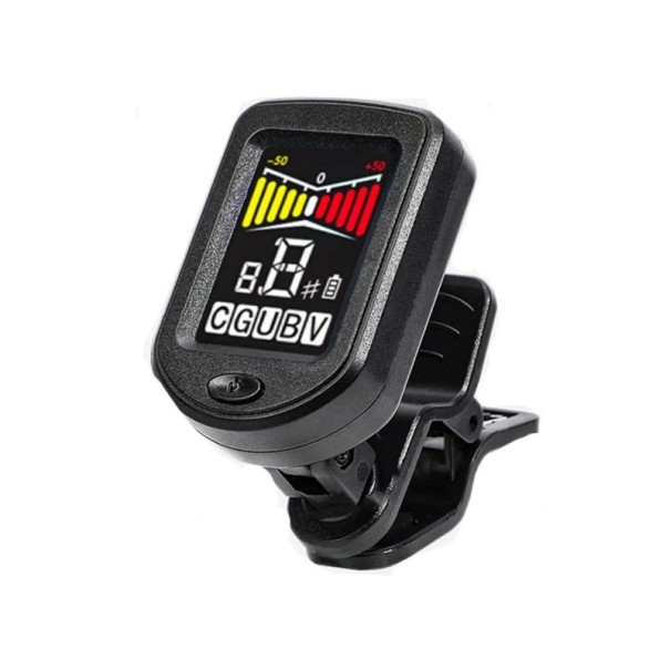 Elektronische clip-on tuner voor gitaar, bas, viool en ukelele Precieze tuner met display met achtergrondverlichting Draaibare kop Trillingsafstemming 1