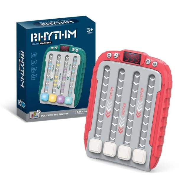 Elektronisk rytmespilkonsol 15 x 11 x 3 cm bærbart rytmespil elektronisk musikunderholdning LED-lys interaktivt legetøj til børn rød