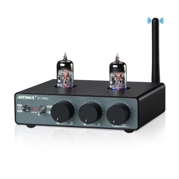 Elektronkový předzesilovač s Bluetooth 5.1 a RCA vstupem, 130×102×32 mm, QCC3040 a NE5532P, černo-šedý, HiFi stereo pro domácí audio 1