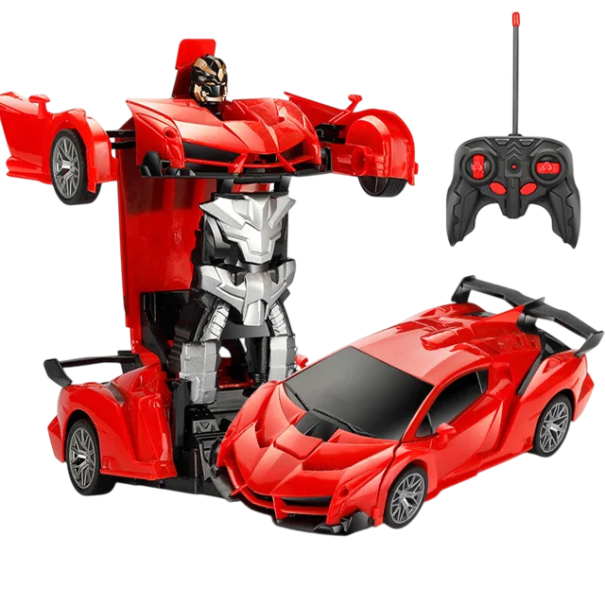 Elektryczny samochód zdalnie sterowany 2 w 1 z funkcją transformacji robota, model sportowy, zdalnie sterowana zabawka dla dzieci czerwony