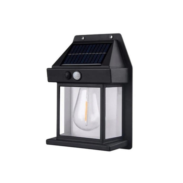 Ηλιακό τοίχου LED φως 17x12x6 cm Εξωτερικό φωτιστικό ασφαλείας με αισθητήρα κίνησης IP65 Αδιάβροχο φωτισμό για βεράντες, αυλές, προσόψεις μαύρο