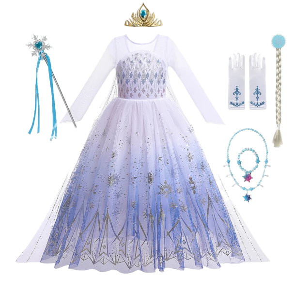 Elsa az Jégvarázsból kosztüm kiegészítőkkel Lányoknak Cosplay Elsa Jégvarázs Karneváli kosztüm Halloweeni maszk Lányi ruha Elsa az Jégvarázsból V287 4