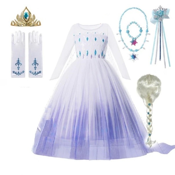 Elsa z ledového království kostým s doplňky Kostým pro dívky Cosplay Elsa ledové království Karnevalový kostým Halloweenská maska Dívčí šaty Elsa z ledového království V285 3
