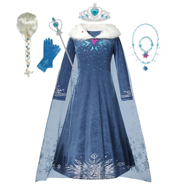 Elsa z ledového království kostým s doplňky Kostým pro dívky Cosplay Elsa ledové království Karnevalový kostým Halloweenský kostým Dívčí zimní šaty Elsa z ledového království 2