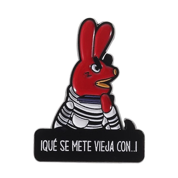 Emaille-Brosche gezeichneter roter Hase ca. 3,0 × 2,3 cm Klappenabzeichen schwarz-weißes Accessoire für Rucksack Kleidung Geschenk 1