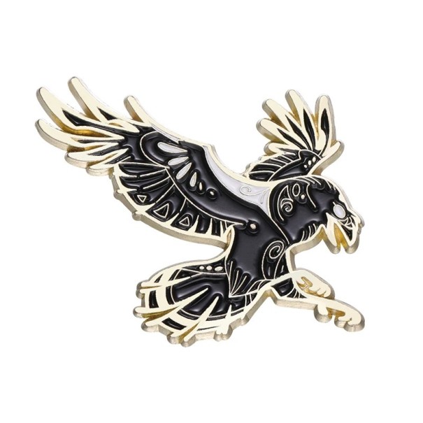 Emaille-Pin Adler mit ausgebreiteten Flügeln ca. 2,8 × 2,8 cm metallische Brosche schwarz-weißes Motiv Abzeichen für Rucksack Kleidungsklappe 1