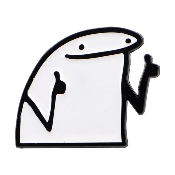 Emaille Pin Figur Figur mit Daumen hoch Einfacher Stil 3 × 3,5 cm Metall Weiß Schwarz Abzeichen für Rucksack Revers Kleidung Zubehör 1