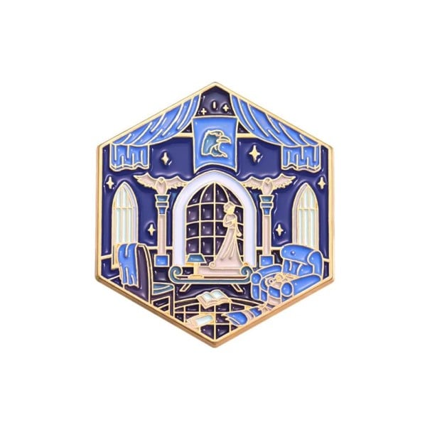 Emaljeret pin Havraspár magiske rum Harry Potter 4 × 3,5 cm metalbroche blå guld badge til rygsæk revers tøj 1