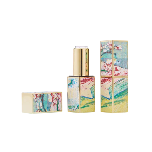 Emballage vide pour rouge à lèvres avec fermeture magnétique 21×76 mm en plastique coloré avec motif floral et de paysage pour un usage cosmétique 1