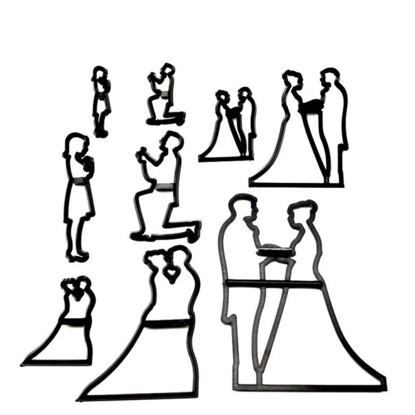 Emporte-pièces mariage 9 pcs 1