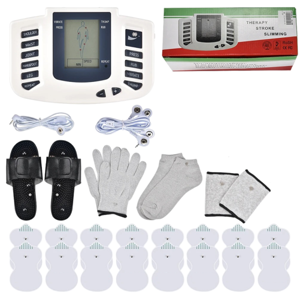 EMS-Muskelstimulator mit 16 Gel-Pads, Physiotherapie-Schlankheitsmassagegerät, Bauchmuskelstimulator mit Ausrüstung 1