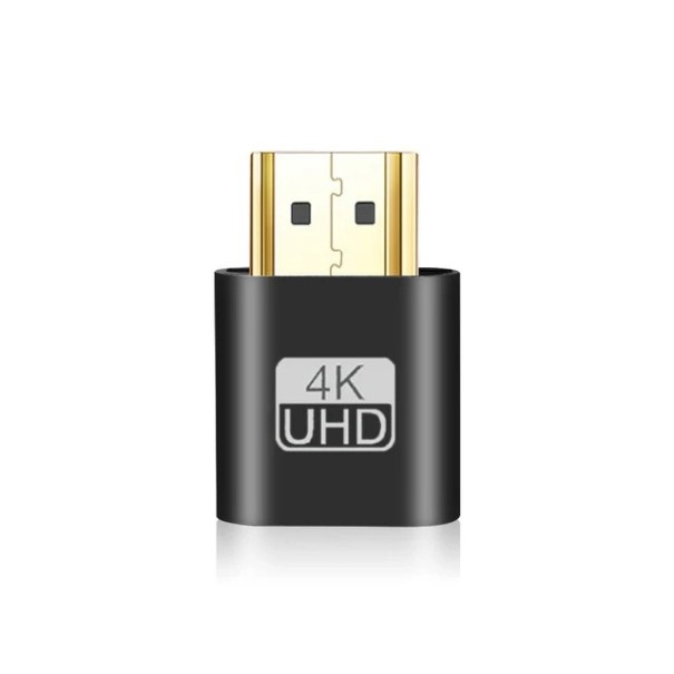 Emulador de Imagem Virtual HDMI Dummy Plug Adaptador para Monitor Falso Área de Trabalho 4K Aceleração GPU Simulador de Display HDMI preto