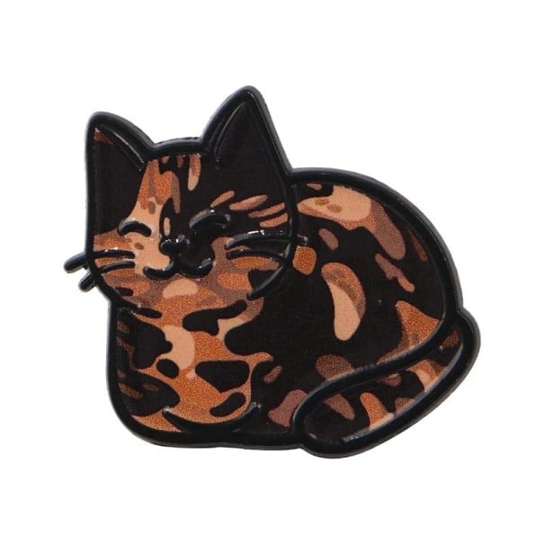 Enamelled Cat Pin Cartoon Design 3.3 × 3 cm Metal Brooch Black Brown Beige Badge for Backpack Clothing Lapel Accessory 1