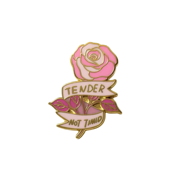 Enamelled Pin Pink Rose with Text Botanical Brooch Metal Badge Floral Motif Jewellery Accessory for Backpack Clothing Lapel 1