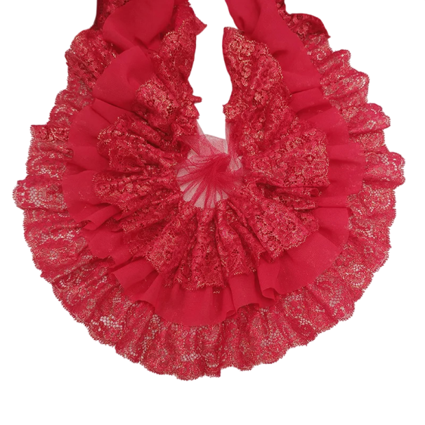 Encaje de gasa plisado de tres capas, 10 cm x 91 cm, tela decorativa para coser, cinta decorativa para ropa, accesorios de boda, proyectos de bricolaje, modificaciones de moda. rojo