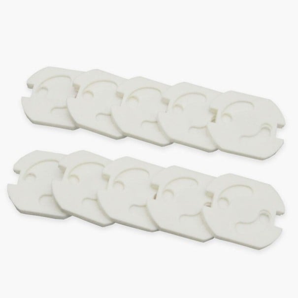 Enchufe de seguridad para toma de corriente 10 pcs Tapa autoadhesiva que protege a los niños de accidentes eléctricos Plástico blanco Dimensiones 3,5 1