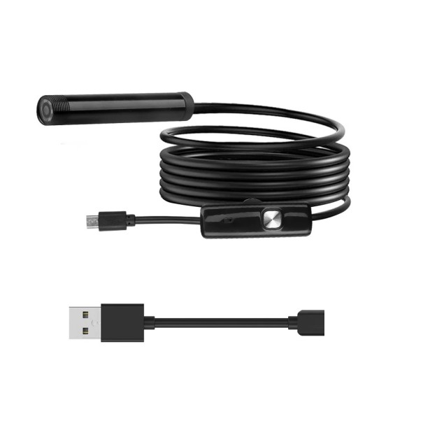 Endoscopio USB de 7 mm, cámara de inspección impermeable IP67 con LED para Android y PC, cámara de serpiente de 1 m para automóviles, tuberías 1