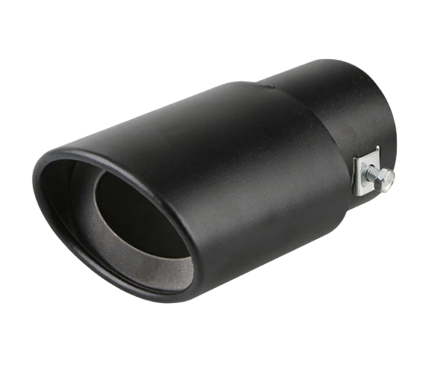 Endrohr 14,5 cm Gerader Eingang 6,3 cm Ausgang 7,8 cm Universeller Edelstahl-Metallüberzug für Autos mit doppelter Schraubensicherung schwarz