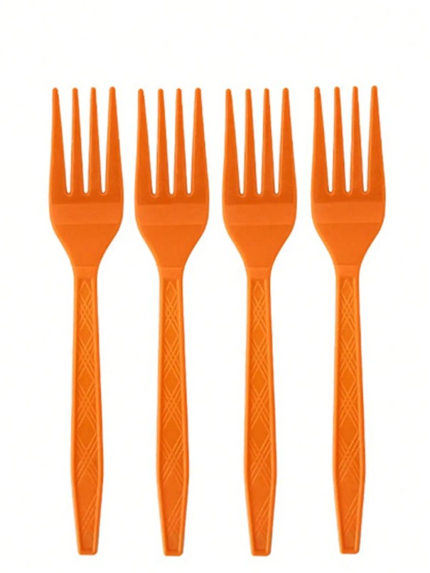 Engångs plastgaflar Party bordstillbehör för födelsedagsfester catering desserter frukt Plastbestick för fester och fotografering orange