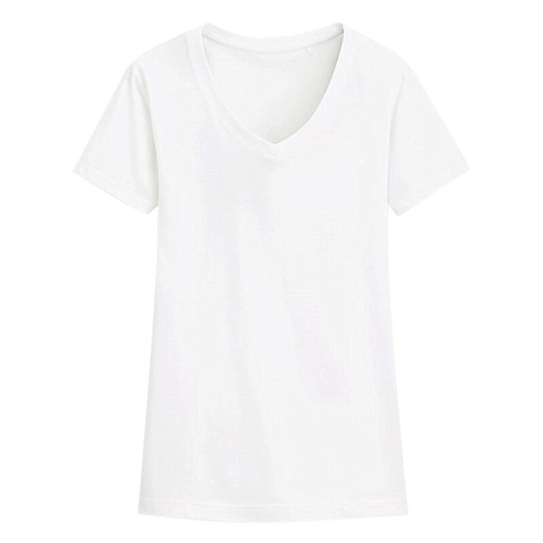 Enkel kortärmad T-shirt för kvinnor vit XL