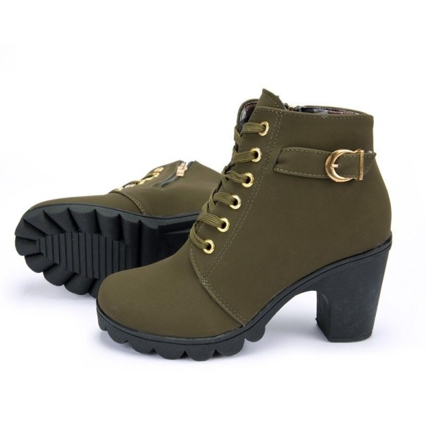 Enkellaarsjes voor dames kaki 35