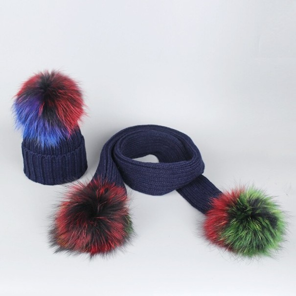 Ensemble d'hiver pour femmes avec bonnet et écharpe bleu foncé