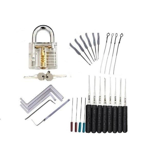 Ensemble d'outils de serrurerie 15 pièces 5 en 1 Outils manuels en acier inoxydable Extracteur de clés cassées Crochets de serrure Ensemble 1