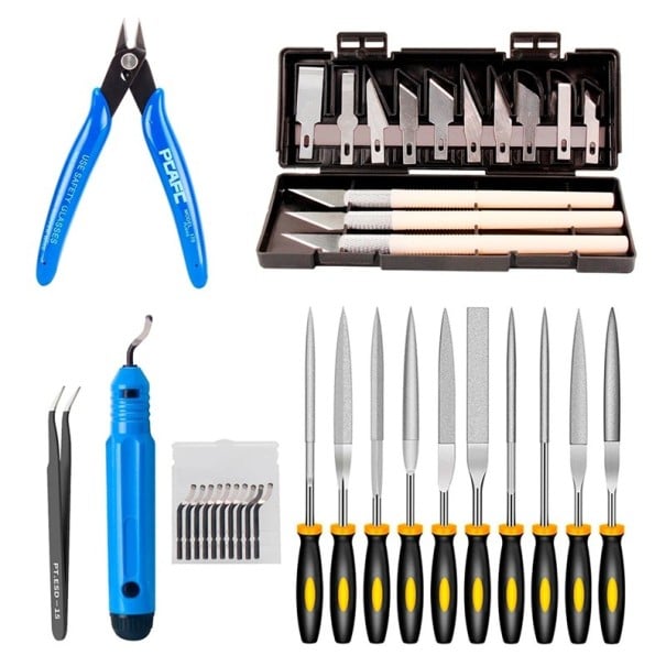 Ensemble d'outils pour la réparation et le nettoyage des impressions 3D Pince Pince à épiler Grattoir à sculpture Limes 3 poignées avec 13 lames 1