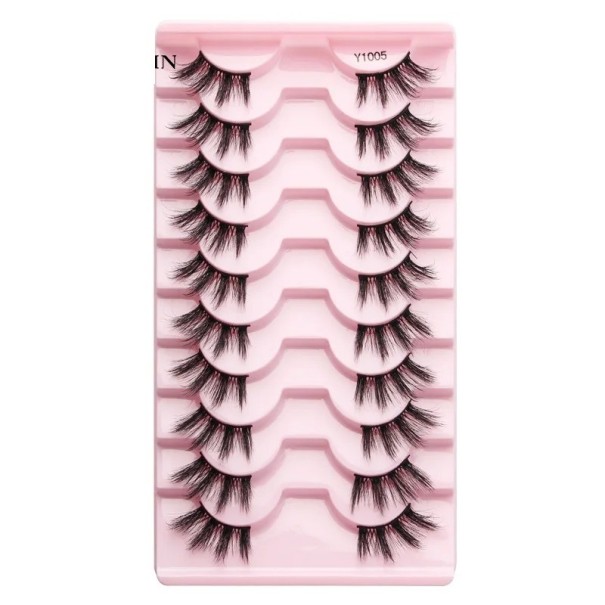 Ensemble de 10 paires de cils artificiels Cils demi-artificiels Ensemble d'extension de cils Cils autocollants au look naturel 5