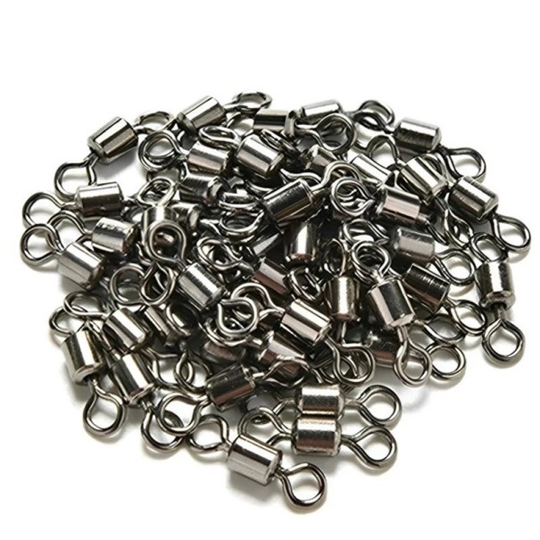 Ensemble de 100 émerillons en acier inoxydable Émerillons fixes tournants pour montages de pêche Connecteurs de pêche résistants en acier inoxydable Accessoires de pêche pour la pêche en eau douce et en mer 1