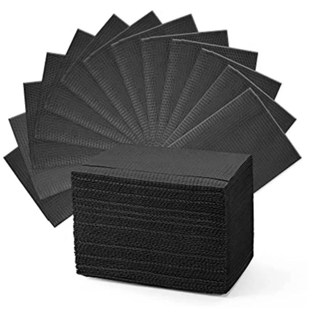 Ensemble de 125 serviettes en papier jetables noires avec une couche imperméable 45x33 cm Serviettes hygiéniques 1